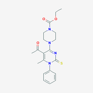 molecular formula C20H24N4O3S B446904 ETHYL 4-(5-ACETYL-6-METHYL-1-PHENYL-2-SULFANYLIDENE-1,2-DIHYDROPYRIMIDIN-4-YL)PIPERAZINE-1-CARBOXYLATE 