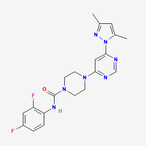 molecular formula C20H21F2N7O B4469070 N-(2,4-difluorophenyl)-4-[6-(3,5-dimethyl-1H-pyrazol-1-yl)-4-pyrimidinyl]-1-piperazinecarboxamide 