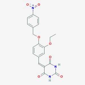 molecular formula C20H17N3O7 B446918 5-[[3-Ethoxy-4-[(4-nitrophenyl)methoxy]phenyl]methylidene]-1,3-diazinane-2,4,6-trione 