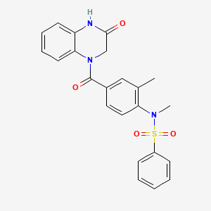 molecular formula C23H21N3O4S B4469206 N-METHYL-N-[2-METHYL-4-(3-OXO-1,2,3,4-TETRAHYDROQUINOXALINE-1-CARBONYL)PHENYL]BENZENESULFONAMIDE 