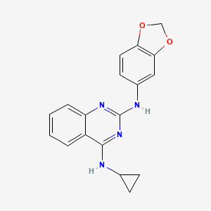 molecular formula C18H16N4O2 B4469329 N~2~-1,3-benzodioxol-5-yl-N~4~-cyclopropyl-2,4-quinazolinediamine 