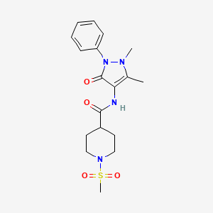 molecular formula C18H24N4O4S B4469341 N-(1,5-dimethyl-3-oxo-2-phenyl-2,3-dihydro-1H-pyrazol-4-yl)-1-(methylsulfonyl)-4-piperidinecarboxamide 