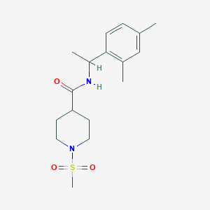 molecular formula C17H26N2O3S B4469344 N-[1-(2,4-DIMETHYLPHENYL)ETHYL]-1-METHANESULFONYLPIPERIDINE-4-CARBOXAMIDE 