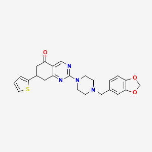 molecular formula C24H24N4O3S B4469396 2-[4-(1,3-benzodioxol-5-ylmethyl)piperazin-1-yl]-7-(thiophen-2-yl)-7,8-dihydroquinazolin-5(6H)-one 