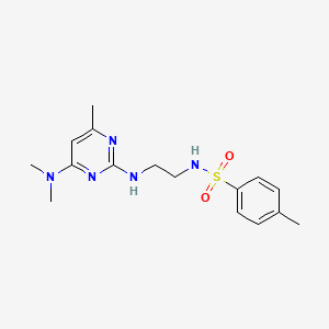 molecular formula C16H23N5O2S B4469436 N-(2-{[4-(dimethylamino)-6-methyl-2-pyrimidinyl]amino}ethyl)-4-methylbenzenesulfonamide 