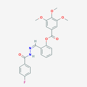 molecular formula C24H21FN2O6 B446949 2-[2-(4-fluorobenzoyl)carbohydrazonoyl]phenyl 3,4,5-trimethoxybenzoate 