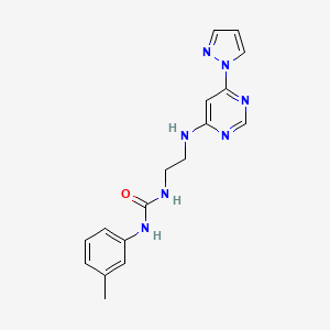 molecular formula C17H19N7O B4469494 N-(3-methylphenyl)-N'-(2-{[6-(1H-pyrazol-1-yl)-4-pyrimidinyl]amino}ethyl)urea 
