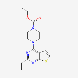 molecular formula C16H22N4O2S B4469507 Ethyl 4-(2-ethyl-6-methylthieno[2,3-d]pyrimidin-4-yl)piperazine-1-carboxylate 