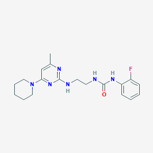 molecular formula C19H25FN6O B4469543 N-(2-fluorophenyl)-N'-(2-{[4-methyl-6-(1-piperidinyl)-2-pyrimidinyl]amino}ethyl)urea 