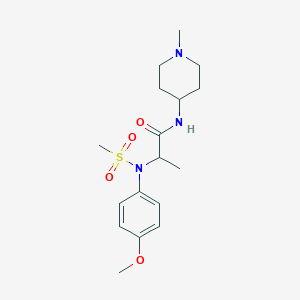 molecular formula C17H27N3O4S B4469566 N~2~-(4-methoxyphenyl)-N~1~-(1-methyl-4-piperidinyl)-N~2~-(methylsulfonyl)alaninamide 
