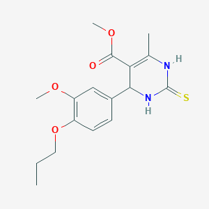 molecular formula C17H22N2O4S B446958 Methyl 4-(3-methoxy-4-propoxyphenyl)-6-methyl-2-thioxo-1,2,3,4-tetrahydro-5-pyrimidinecarboxylate 