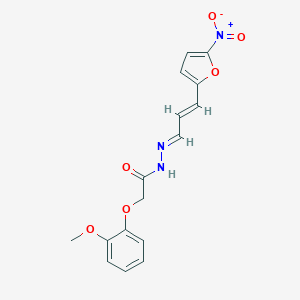molecular formula C16H15N3O6 B446959 N'-(3-{5-nitro-2-furyl}-2-propenylidene)-2-(2-methoxyphenoxy)acetohydrazide 