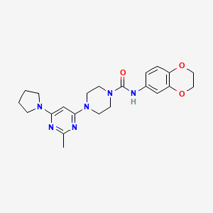 molecular formula C22H28N6O3 B4469703 N-(2,3-Dihydro-1,4-benzodioxin-6-YL)-4-[2-methyl-6-(pyrrolidin-1-YL)pyrimidin-4-YL]piperazine-1-carboxamide 