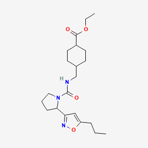 molecular formula C21H33N3O4 B4469721 Ethyl 4-({[2-(5-propyl-1,2-oxazol-3-YL)pyrrolidine-1-carbonyl]amino}methyl)cyclohexane-1-carboxylate 