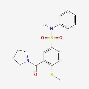 molecular formula C19H22N2O3S2 B4469729 N-methyl-4-(methylthio)-N-phenyl-3-(1-pyrrolidinylcarbonyl)benzenesulfonamide 