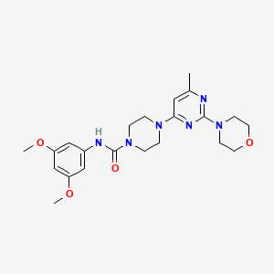 molecular formula C22H30N6O4 B4469824 N-(3,5-Dimethoxyphenyl)-4-[6-methyl-2-(morpholin-4-YL)pyrimidin-4-YL]piperazine-1-carboxamide 