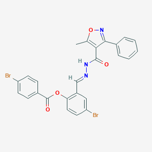 molecular formula C25H17Br2N3O4 B446990 [4-bromo-2-[(E)-[(5-methyl-3-phenyl-1,2-oxazole-4-carbonyl)hydrazinylidene]methyl]phenyl] 4-bromobenzoate 