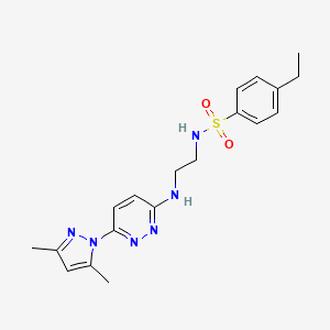molecular formula C19H24N6O2S B4469982 N-(2-{[6-(3,5-dimethyl-1H-pyrazol-1-yl)-3-pyridazinyl]amino}ethyl)-4-ethylbenzenesulfonamide 