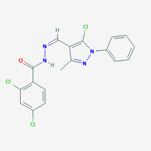 molecular formula C18H13Cl3N4O B447001 2,4-dichloro-N'-[(5-chloro-3-methyl-1-phenyl-1H-pyrazol-4-yl)methylene]benzohydrazide 