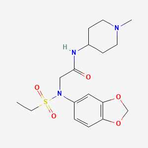 molecular formula C17H25N3O5S B4470225 N~2~-1,3-benzodioxol-5-yl-N~2~-(ethylsulfonyl)-N~1~-(1-methyl-4-piperidinyl)glycinamide 
