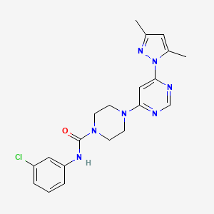 molecular formula C20H22ClN7O B4470233 N-(3-chlorophenyl)-4-[6-(3,5-dimethyl-1H-pyrazol-1-yl)-4-pyrimidinyl]-1-piperazinecarboxamide 