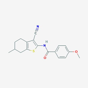 molecular formula C18H18N2O2S B447039 N-(3-cyano-6-methyl-4,5,6,7-tetrahydro-1-benzothiophen-2-yl)-4-methoxybenzamide 