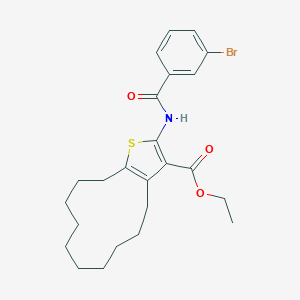 molecular formula C24H30BrNO3S B447040 Ethyl 2-[(3-bromobenzoyl)amino]-4,5,6,7,8,9,10,11,12,13-decahydrocyclododeca[b]thiophene-3-carboxylate 