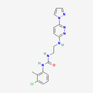 molecular formula C17H18ClN7O B4470491 N-(3-chloro-2-methylphenyl)-N'-(2-{[6-(1H-pyrazol-1-yl)-3-pyridazinyl]amino}ethyl)urea 