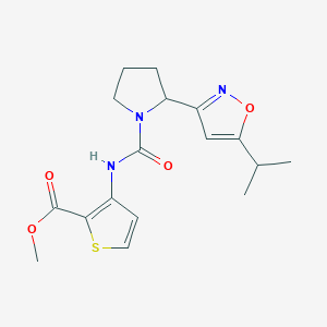 molecular formula C17H21N3O4S B4470499 Methyl 3-({2-[5-(propan-2-YL)-1,2-oxazol-3-YL]pyrrolidine-1-carbonyl}amino)thiophene-2-carboxylate 