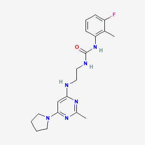 molecular formula C19H25FN6O B4470508 N-(3-fluoro-2-methylphenyl)-N'-(2-{[2-methyl-6-(1-pyrrolidinyl)-4-pyrimidinyl]amino}ethyl)urea 