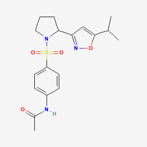 molecular formula C18H23N3O4S B4470535 N-(4-{[2-(5-isopropyl-3-isoxazolyl)-1-pyrrolidinyl]sulfonyl}phenyl)acetamide 