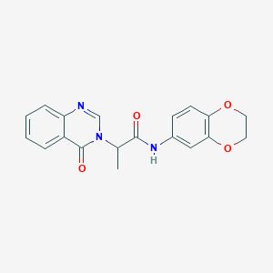molecular formula C19H17N3O4 B4470554 N-(2,3-dihydro-1,4-benzodioxin-6-yl)-2-(4-oxo-3(4H)-quinazolinyl)propanamide 