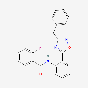 molecular formula C22H16FN3O2 B4470617 N-[2-(3-benzyl-1,2,4-oxadiazol-5-yl)phenyl]-2-fluorobenzamide 