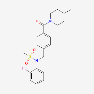 molecular formula C21H25FN2O3S B4470738 N-(2-FLUOROPHENYL)-N-{[4-(4-METHYLPIPERIDINE-1-CARBONYL)PHENYL]METHYL}METHANESULFONAMIDE 