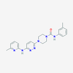 molecular formula C22H25N7O B4470757 N-(3-methylphenyl)-4-{6-[(6-methyl-2-pyridinyl)amino]-3-pyridazinyl}-1-piperazinecarboxamide 