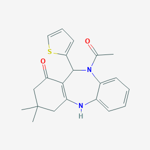 molecular formula C21H22N2O2S B447084 10-Acetyl-3,3-dimethyl-11-(2-thienyl)-2,3,4,5,10,11-hexahydro-1H-dibenzo[b,E][1,4]diazepin-1-one 