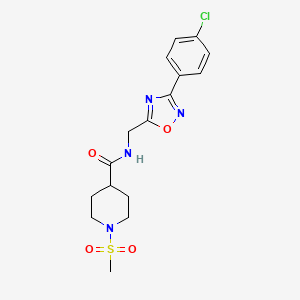 molecular formula C16H19ClN4O4S B4471037 N-{[3-(4-CHLOROPHENYL)-1,2,4-OXADIAZOL-5-YL]METHYL}-1-METHANESULFONYLPIPERIDINE-4-CARBOXAMIDE 
