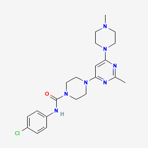 molecular formula C21H28ClN7O B4471101 N-(4-chlorophenyl)-4-[2-methyl-6-(4-methylpiperazin-1-yl)pyrimidin-4-yl]piperazine-1-carboxamide 