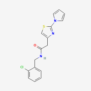 molecular formula C16H14ClN3OS B4471123 N~1~-(2-CHLOROBENZYL)-2-[2-(1H-PYRROL-1-YL)-1,3-THIAZOL-4-YL]ACETAMIDE 