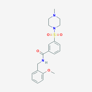 molecular formula C20H25N3O4S B4471145 N-[(2-methoxyphenyl)methyl]-3-[(4-methylpiperazin-1-yl)sulfonyl]benzamide 