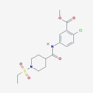 molecular formula C16H21ClN2O5S B4471213 methyl 2-chloro-5-({[1-(ethylsulfonyl)-4-piperidinyl]carbonyl}amino)benzoate 