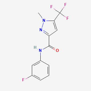 molecular formula C12H9F4N3O B4471270 N-(3-fluorophenyl)-1-methyl-5-(trifluoromethyl)-1H-pyrazole-3-carboxamide 