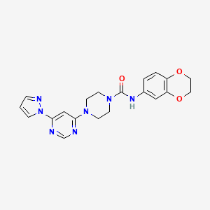 molecular formula C20H21N7O3 B4471427 N-(2,3-dihydro-1,4-benzodioxin-6-yl)-4-[6-(1H-pyrazol-1-yl)-4-pyrimidinyl]-1-piperazinecarboxamide 