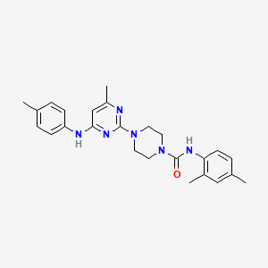 molecular formula C25H30N6O B4471487 N-(2,4-dimethylphenyl)-4-{4-methyl-6-[(4-methylphenyl)amino]-2-pyrimidinyl}-1-piperazinecarboxamide 