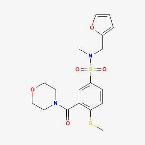 molecular formula C18H22N2O5S2 B4471573 N-(2-furylmethyl)-N-methyl-4-(methylthio)-3-(4-morpholinylcarbonyl)benzenesulfonamide 