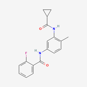 molecular formula C18H17FN2O2 B4471661 N-{3-[(cyclopropylcarbonyl)amino]-4-methylphenyl}-2-fluorobenzamide 