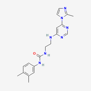 molecular formula C19H23N7O B4471847 N-(3,4-dimethylphenyl)-N'-(2-{[6-(2-methyl-1H-imidazol-1-yl)-4-pyrimidinyl]amino}ethyl)urea 