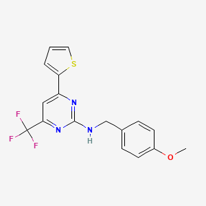 molecular formula C17H14F3N3OS B4471863 N-[(4-METHOXYPHENYL)METHYL]-4-(THIOPHEN-2-YL)-6-(TRIFLUOROMETHYL)PYRIMIDIN-2-AMINE 