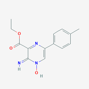 molecular formula C14H15N3O3 B044719 Ethyl 4-hydroxy-3-imino-6-(4-methylphenyl)pyrazine-2-carboxylate CAS No. 113120-63-1