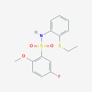 molecular formula C15H16FNO3S2 B4471959 N-[2-(ETHYLSULFANYL)PHENYL]-5-FLUORO-2-METHOXYBENZENE-1-SULFONAMIDE 